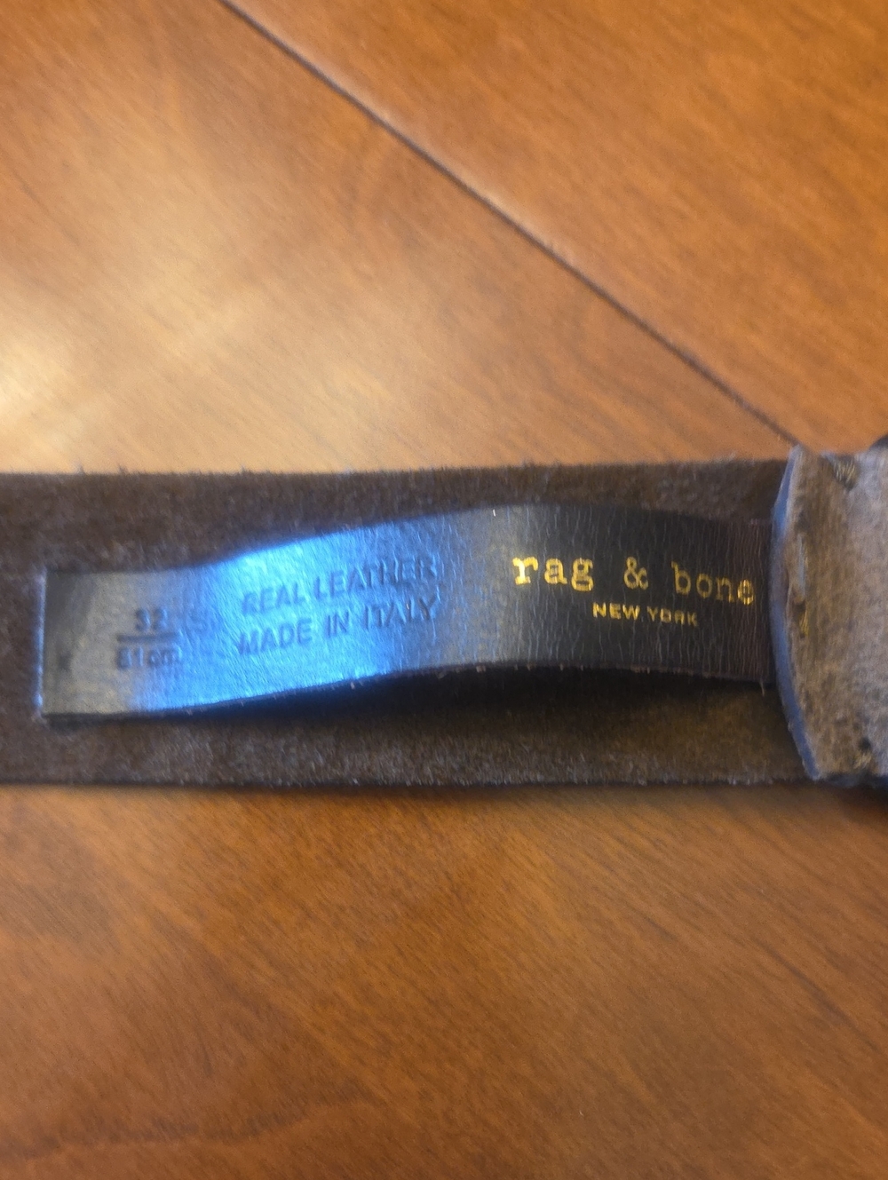 rag & bone Black Leather Belt with Gold Logo